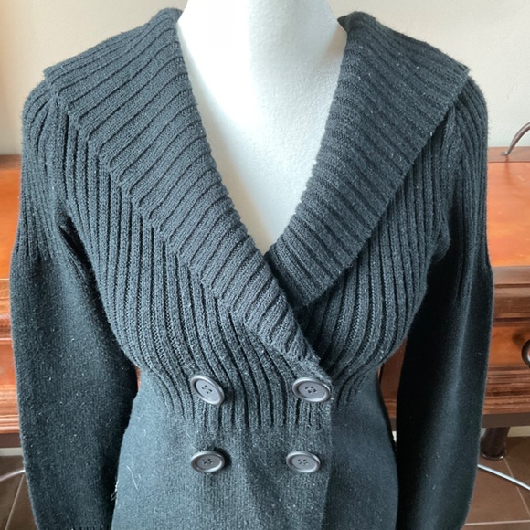 Take Out Double Breasted Hooded Sweater. Black. Size S. - Picture 2 of 7